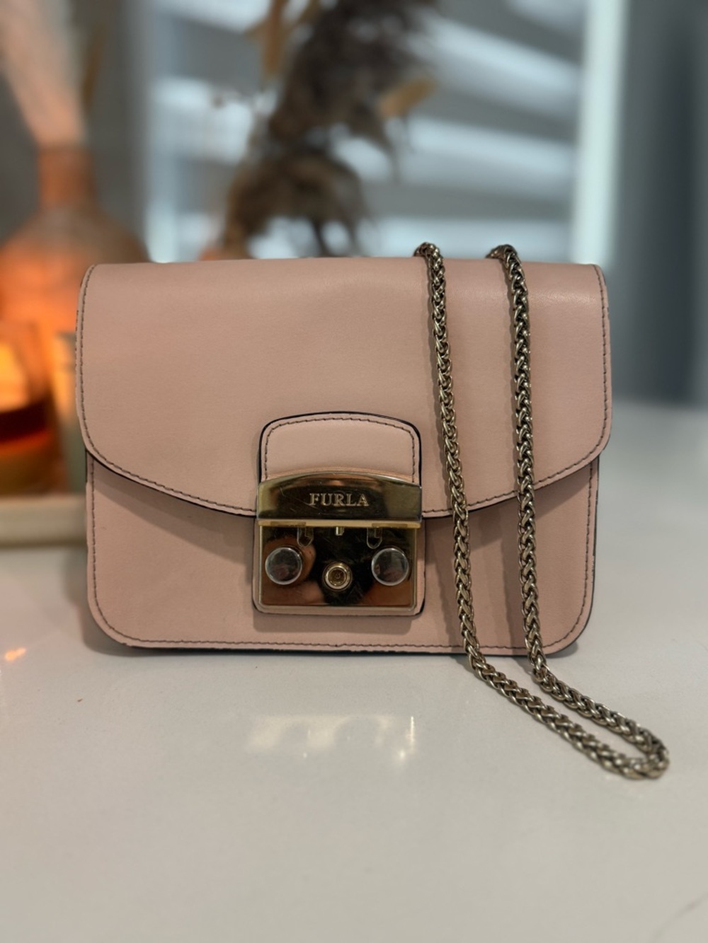 Authentic Furla Metropolis Mini Crossbody bag in Pink Leather RETAILS $495